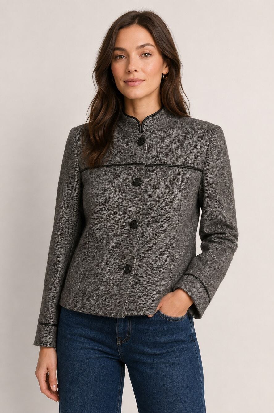 KORS Michael Kors Vintage Y2K Tweed Wool Blend Jacket Gray Size 10